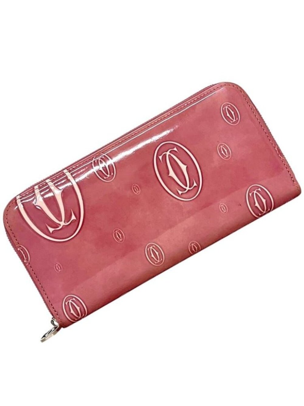 Cartier Zip Around Wallet Happy Birthday Leather Pink